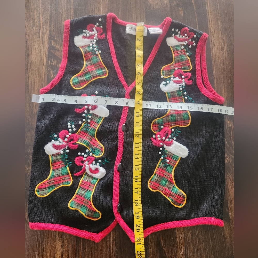 Vintage Laura Daniels Petites Christmas Knit Stockings Ugly Sweater - Picture 5 of 9